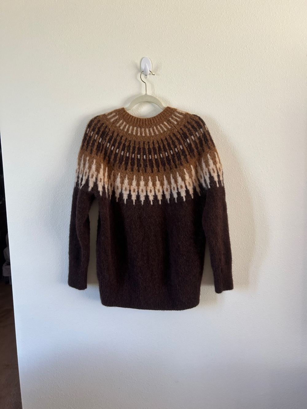 Banana Republic Fairisle Alpaca Sweater with Tan and Cream Yoke - Picture 5 of 6